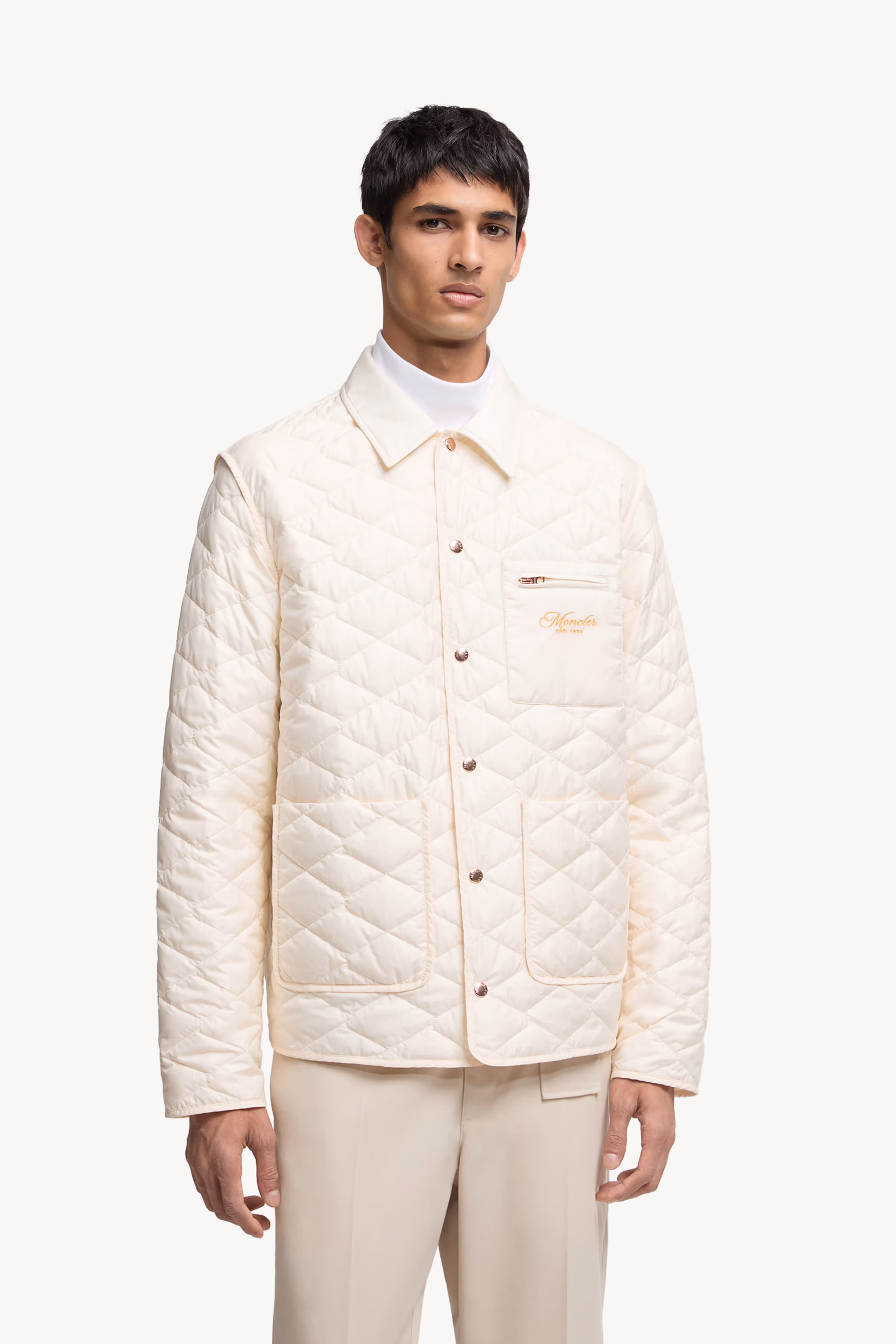 Kastos Diamond-Quilted Down Shirt Jacket Men White Ivory Moncler 3